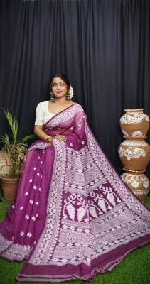 Milan Woven Jamdani Cotton Silk Saree(Purple)