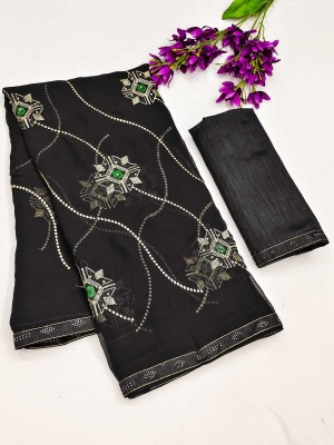 Keerat Fashion Embroidered Bollywood Georgette Saree(Black)