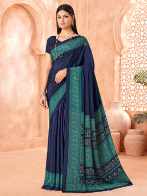 Sareemall Printed Chinnalapattu Crepe Saree(Dark Blue)
