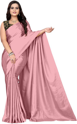 Julee Solid/Plain Bollywood Silk Blend Saree(Multicolor)