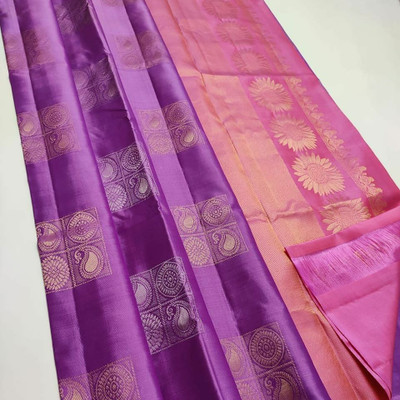 Zenophily Solid/Plain Kanjivaram Jacquard Saree(Multicolor)