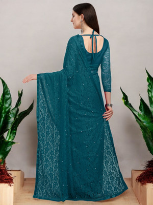 NEXA Self Design Bollywood Net Saree(Blue)