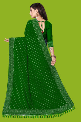 nevya creation Self Design Bollywood Georgette, Chanderi Saree(Green)