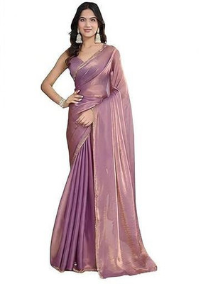 niklu fashion Solid/Plain Bollywood Chiffon Saree(Pink)