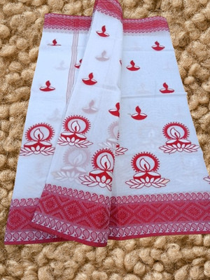 Happy Creation Woven Jamdani Cotton Blend Saree(Multicolor)