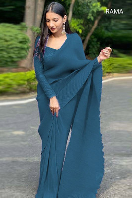 HK TEX Embroidered Berhampuri Georgette Saree(Light Blue)