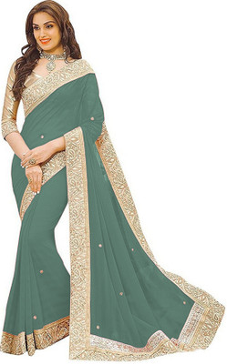 AVSAR PRINTS Temple Border Bollywood Polyester Saree(Grey)