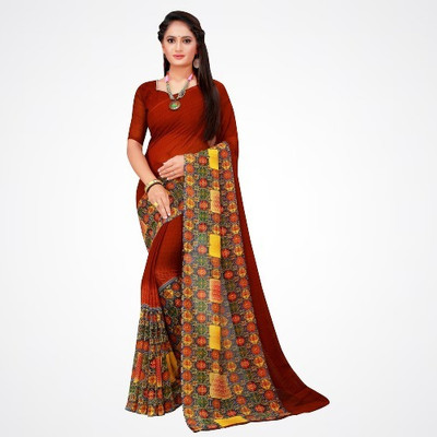 Suntex Printed Daily Wear Georgette Saree(Maroon)
