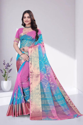 Aarunika fashion Solid/Plain Bollywood Organza Saree(Pink)