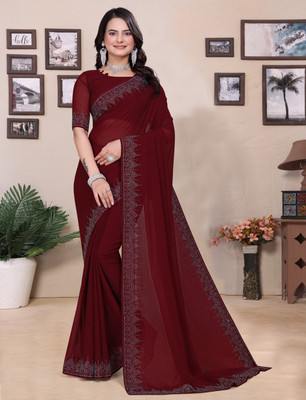 Dharam Creation Printed Bollywood Georgette Saree(Maroon)