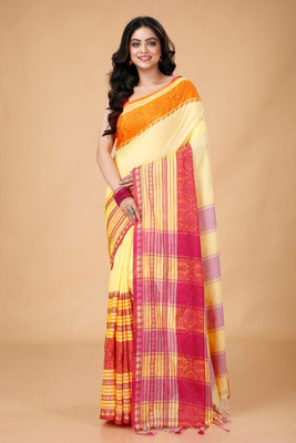 SSK Striped Bollywood Cotton Blend Saree(Multicolor)