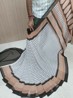 SHARIRI Printed, Self Design Daily Wear Georgette Saree(Brown)