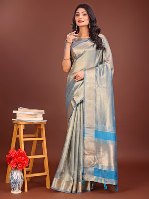 Tasrika Woven Kanjivaram Organza Saree(Blue)