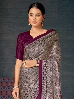 Sareemall Digital Print Daily Wear Crepe Saree(Purple)