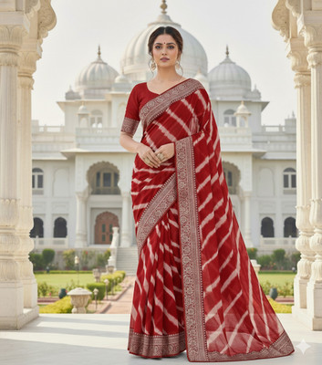 Samai Printed Daily Wear Georgette Saree(Red)