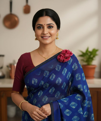 Shiv Ventures Geometric Print, Embellished, Graphic Print, Printed Bollywood Georgette Saree(Blue)