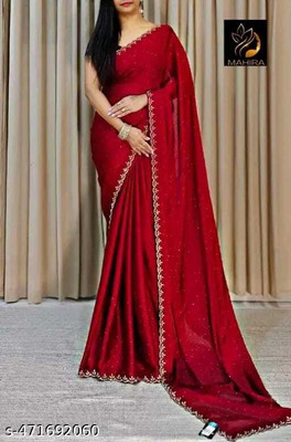 Edina Self Design Bollywood Georgette Saree(Red)