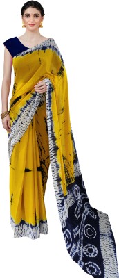 Pinkcity Trade World Printed, Self Design, Blocked Printed Daily Wear Pure Cotton Saree(Blue, Yellow)