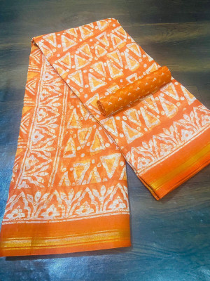 Gugaliya Geometric Print Jamdani Art Silk, Cotton Blend Saree(Multicolor)