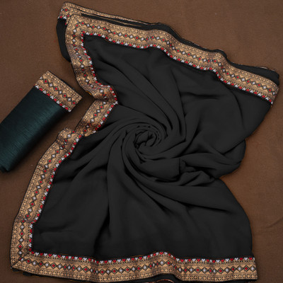 Kasumbo Tex Self Design Bollywood Georgette Saree(Black)