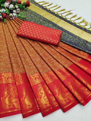 Fancy Fab Self Design Daily Wear Cotton Silk Saree(Beige)