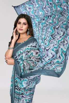 ANIRAV Printed Daily Wear Georgette Saree(Blue)