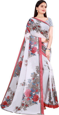Saadhvi Self Design Kanjivaram Georgette Saree(White)