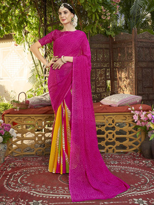 ANOUK Digital Print Daily Wear Georgette Saree(Pink)