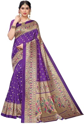 PALKISAREE Printed Banarasi Art Silk Saree(Purple)