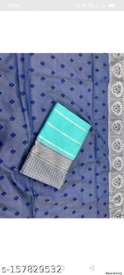 Kyrila Floral Print Bandhani Cotton Silk Saree(Light Blue)