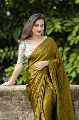 KHAJURIPRINTS Printed Bollywood Crepe Saree(Multicolor)