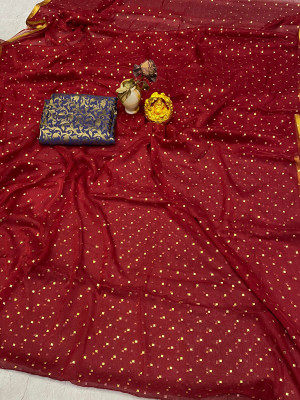 V And V Shop Embellished Daily Wear Chiffon Saree(Maroon)