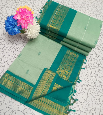 Traditional Sarees Self Design Handloom Cotton Blend Saree(Light Green)