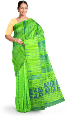 Pradip Fabrics Self Design Tant Cotton Blend Saree(Light Green)