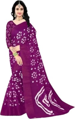 Vragi Printed Bollywood Cotton Silk Saree(Purple)