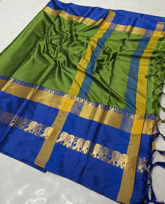 NST5 Woven Kasavu Cotton Silk Saree(Multicolor)