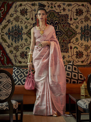 ANOUK Woven Kanjivaram Silk Blend Saree(White)