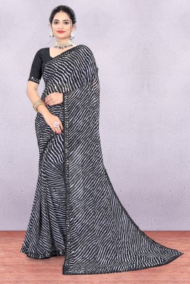 NESHVI ENTERPRISE Digital Print Bollywood Georgette Saree(Black)