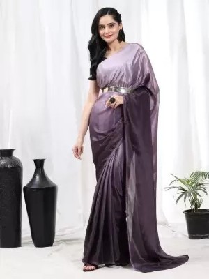 SNIXTY Ombre, Dyed Bollywood Chiffon Saree(Purple)