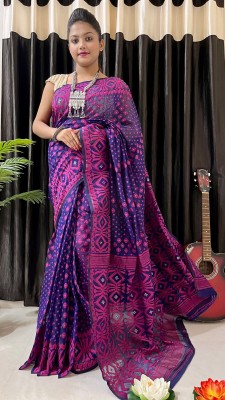 Rnn Saree Embroidered Jamdani Cotton Silk Saree(Blue)