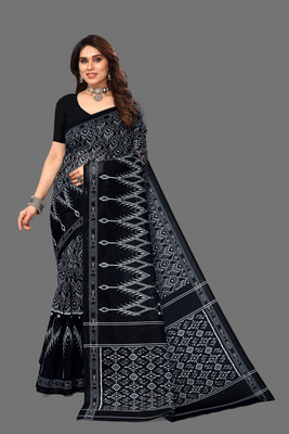 VEERAIVA Digital Print Bollywood Chanderi Saree(Black)