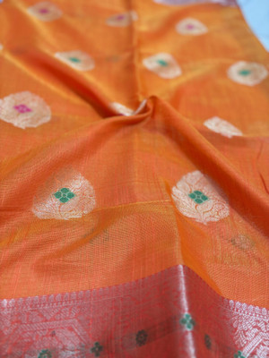 Paradise Woven Banarasi Cotton Silk Saree(Orange)