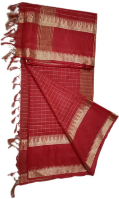 Zafreen Handloom Woven Bhagalpuri Cotton Silk Saree(Red)