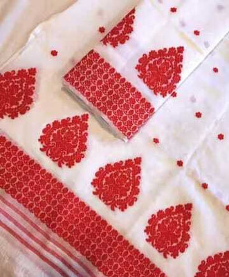 Sheden Lopez Creation Woven Mekhela Chador Cotton Blend Saree(White)