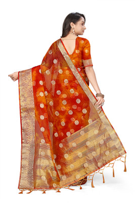 Aarunika BS Solid/Plain Bollywood Organza Saree(Mustard)