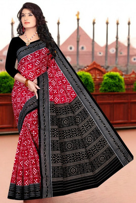 kalyani nx Printed Sambalpuri Pure Cotton Saree(Red)