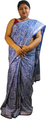 Generative Printed Daily Wear Crepe Saree(Blue)