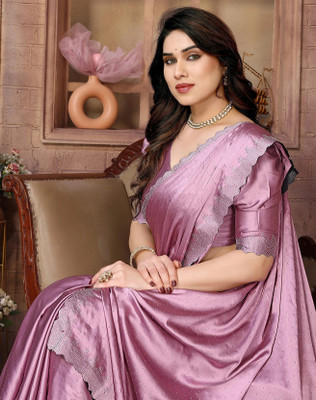 YASHIKA Embellished Bollywood Jimmy choo, Satin Saree(Pink)