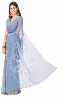 The Fashion Attire Printed Bandhani Chiffon Saree(Grey)