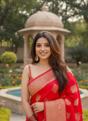 Bindi Woven Banarasi Jacquard Saree(Red)